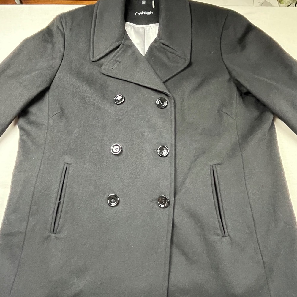 Calvin Klein Mens Black Wool Cashmere Blend Double Breasted Pea Coat 2X CL583002